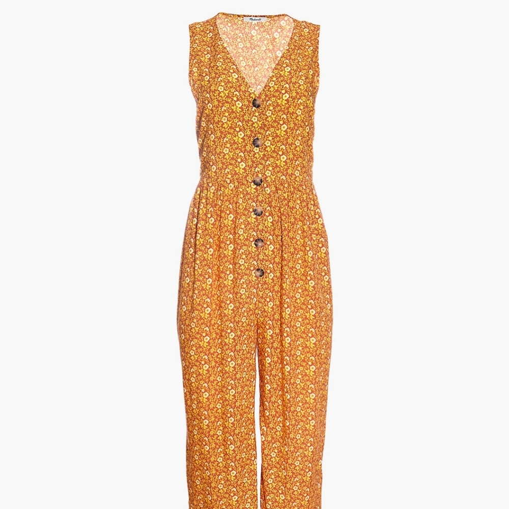 Madewell Button-Front Tank Jumpsuit in Americana Floral size 6